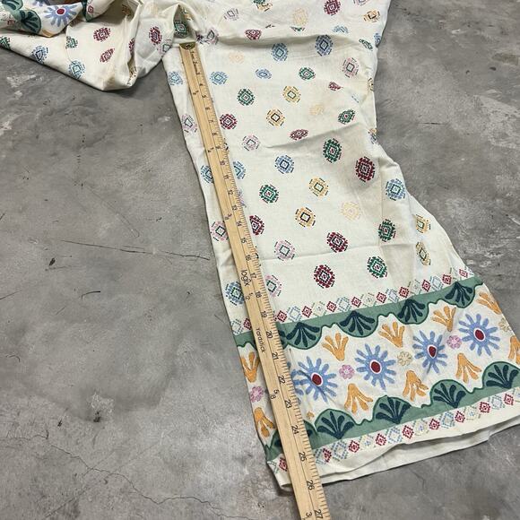 Maison D'Amelie Wide Leg Pants Women Aztec Pattern Full Length Size Medium Linen - Picture 3 of 8